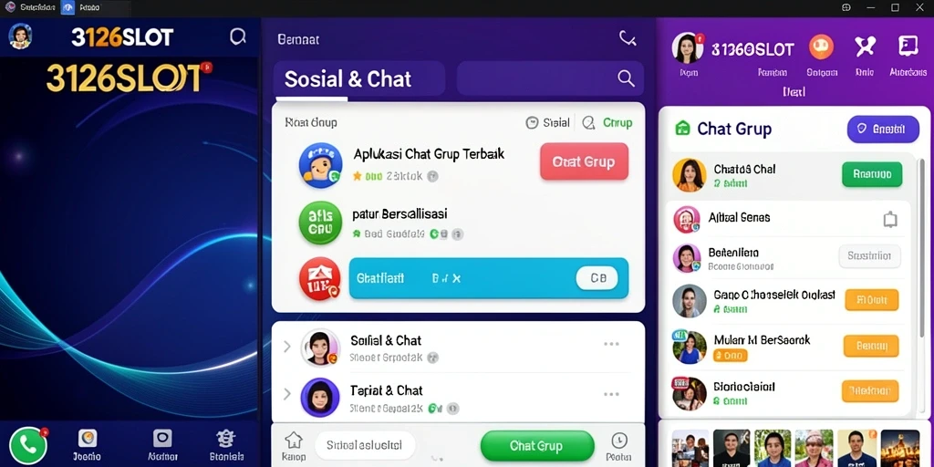 Antarmuka aplikasi 3126SLOT menampilkan fungsi Chat Grup yang intuitif dan menarik.