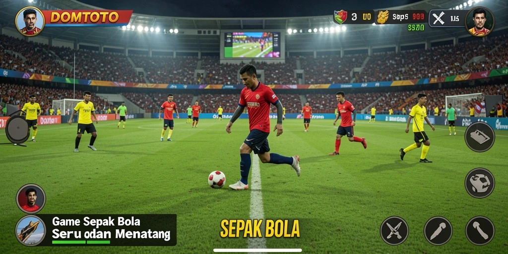 Tampilan antarmuka game sepak bola yang menarik dan intuitif.