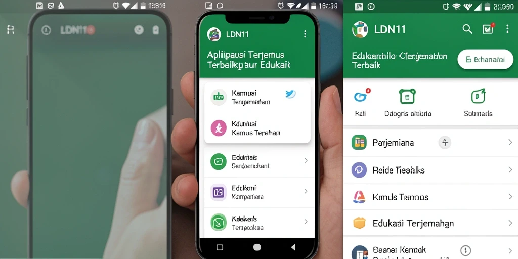 Tampilan antarmuka LDN11 yang simpel dan mudah digunakan untuk Kamus Terjemahan.
