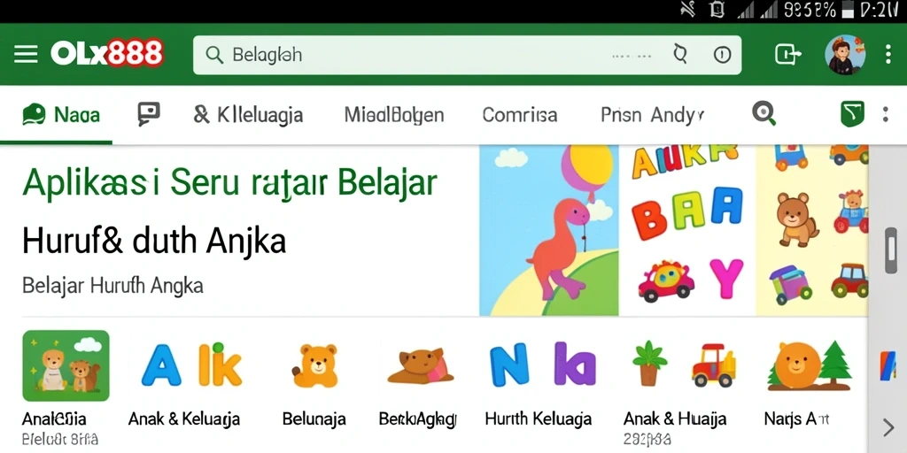 Screenshot OLX888 menampilkan antarmuka belajar yang interaktif dan ceria.