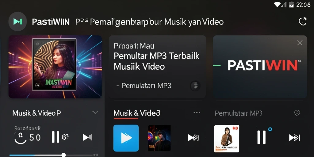 Tampilan antarmuka PASTIWIN yang menarik dan fungsional untuk Pemutar MP3.